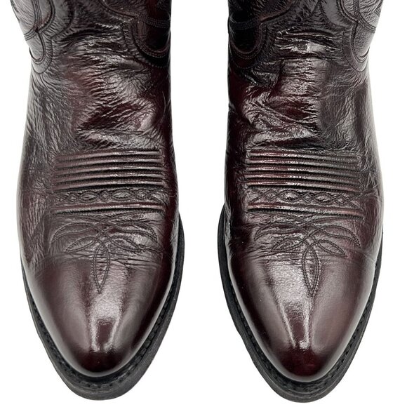 Dan Post Mens 9.5D Black Cherry Leather Cowboy Boots Western Stitching Rodeo - Picture 10 of 16